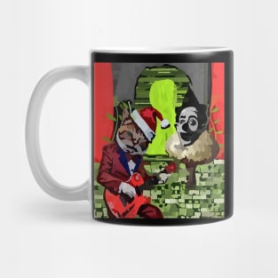 watercolor clown mushroom with guitar playing cat Mug